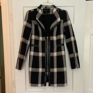 Black and White Plaid Pea Coat